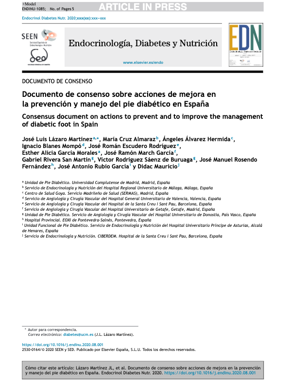 Documento de consenso sobre acciones de mejora en la prevención y manejo del pie diabético en España